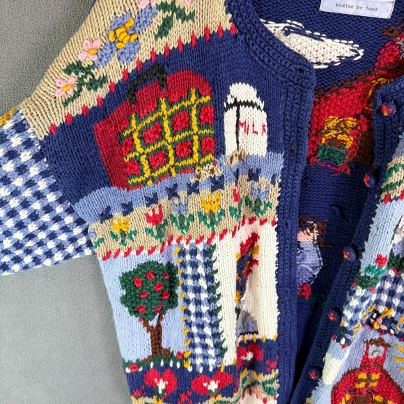 Signature by Northern Isles Hand Knitted Cabincore Cardigan Grandma Sweater L - Picture 3 of 16